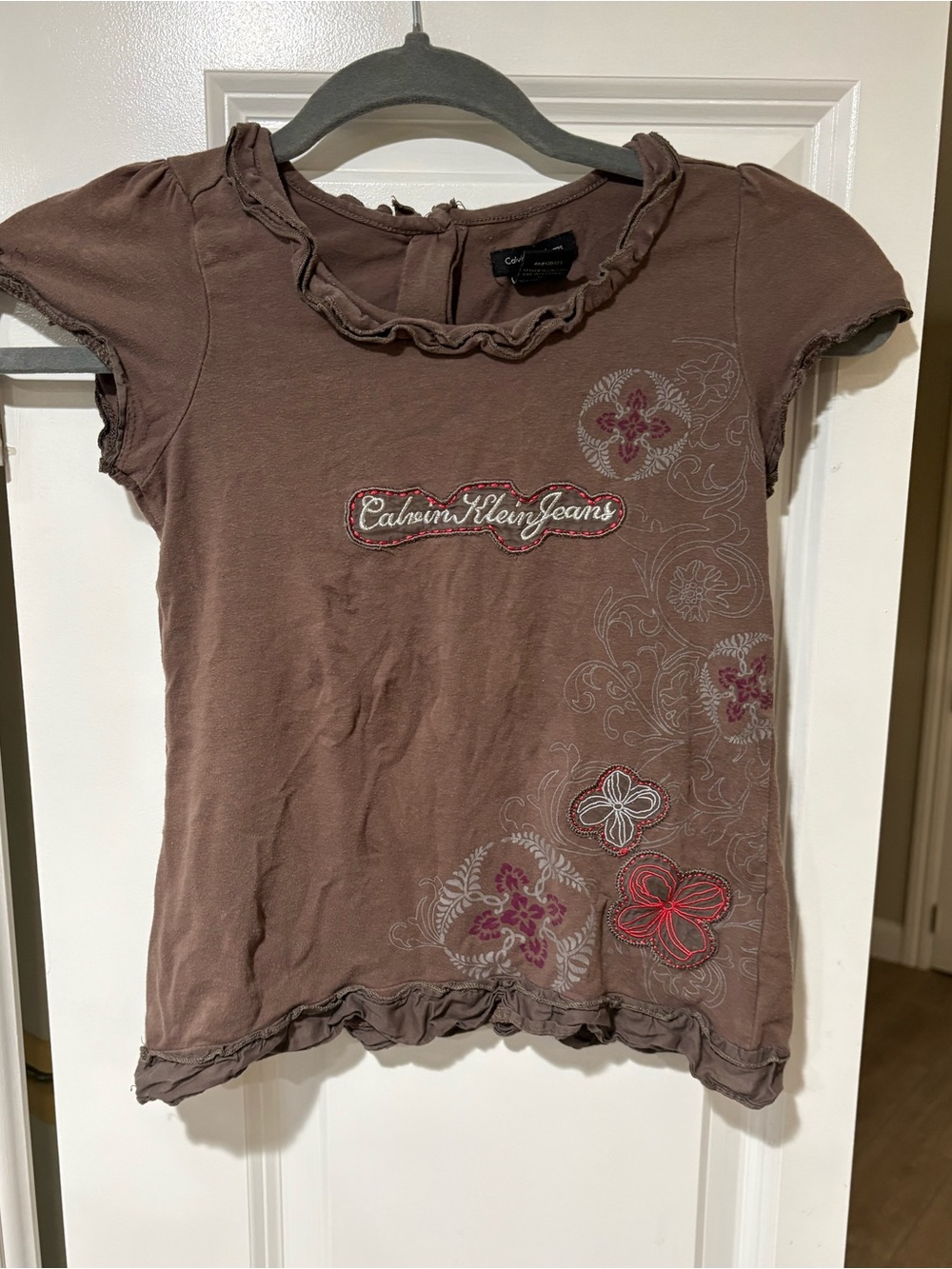 Calvin Klein Jeans Women's Brown Floral Graphic Tee
